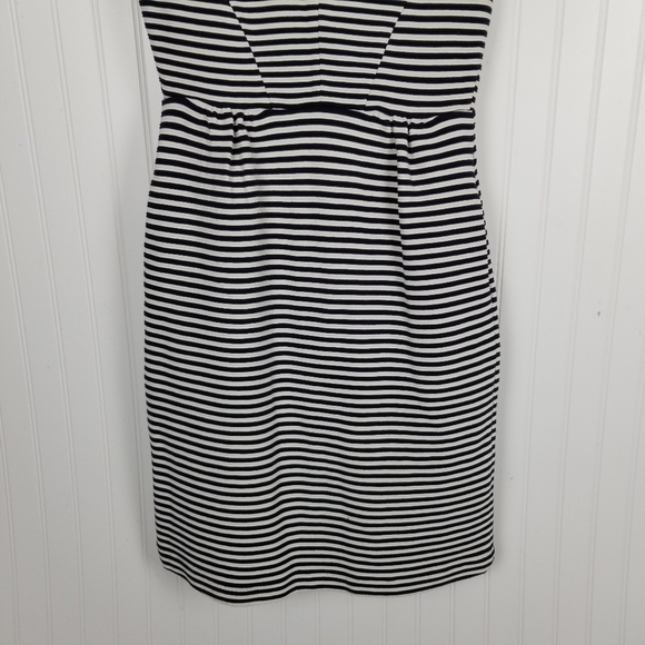 Boden Ponte Knit Dress Structured Pockets V Neck Cotton Blend Stripes Size 8 L - Picture 8 of 10